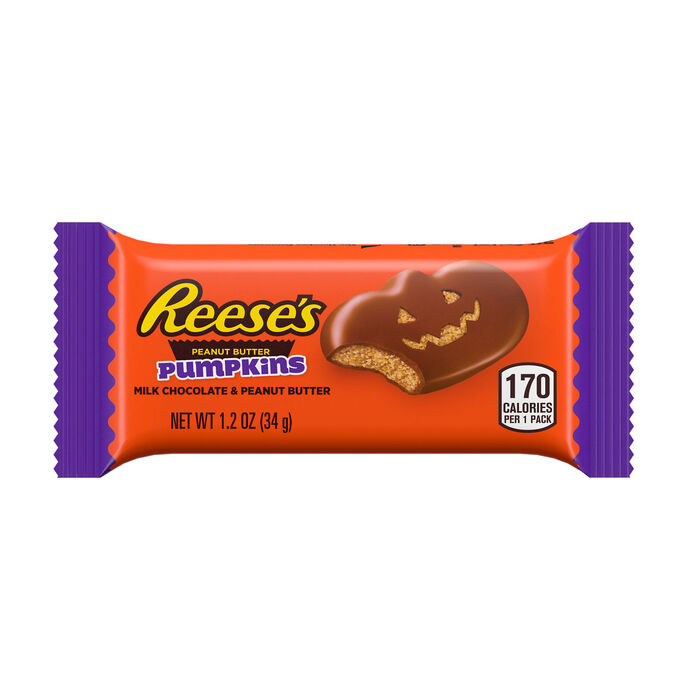 Image of REESE'S Milk Chocolate Peanut Butter Pumpkins, Halloween Candy Packs, 1.2 oz (36 Count) Packaging