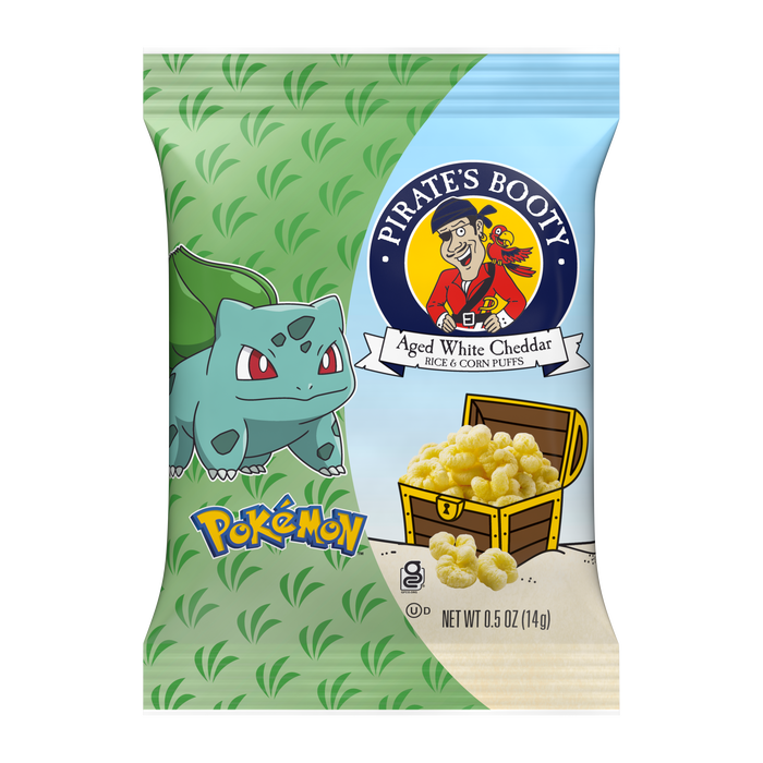 Image of PIRATE'S BOOTY Pokémon Aged White Cheddar Rice & Corn Puffs, 0.5 oz Bags (18 Count) Packaging