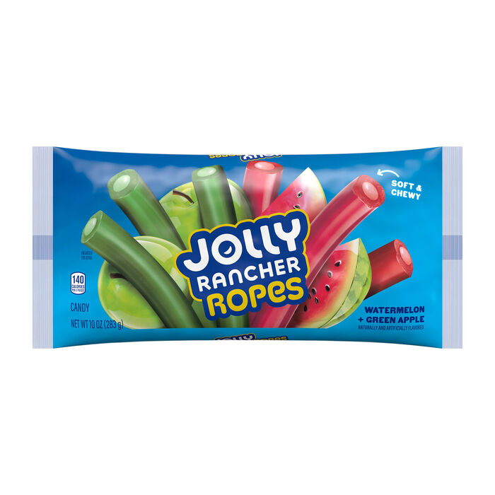 Image of JOLLY RANCHER Ropes Watermelon and Green Apple Flavored Candy Bag, 10 oz Packaging