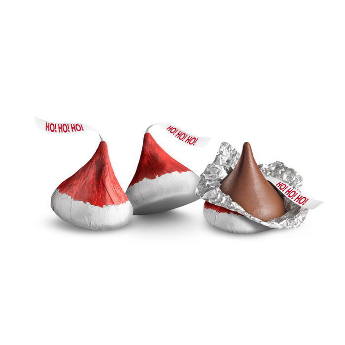 Image of HERSHEY'S KISSES Milk Chocolate Santa Hat, Christmas , Candy Bag, 9 oz Packaging