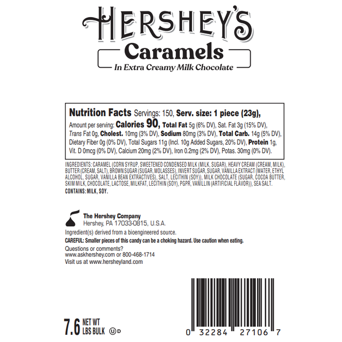 Image of HERSHEY’S Caramels Candy Bulk Box, 7.6 lbs Packaging