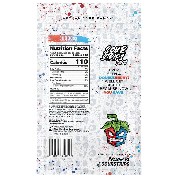 Image of Sour Strips Doubleberry Candy Peg Bag, 3.4oz Packaging
