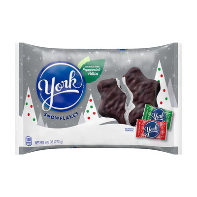 YORK Dark Chocolate Snowflake Peppermint Patties, Christmas Candy Bag, 9.6 oz