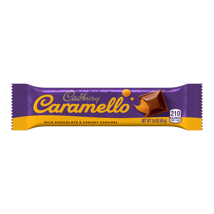 Image of CADBURY CARAMELLO Milk Chocolate Caramel Candy Bars, 1.6 oz (18 Count) Packaging