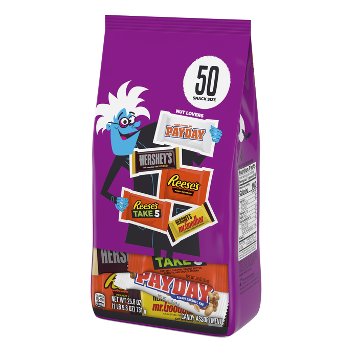 Image of Hershey Assorted Flavored Snack Size, Individually Wrapped Candy Variety Bag, 25.8 oz (50 Pieces) Packaging