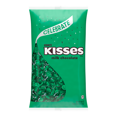 HERSHEY'S KISSES Dark Green Foils Milk Chocolate Candy Bulk Bag, 60 oz
