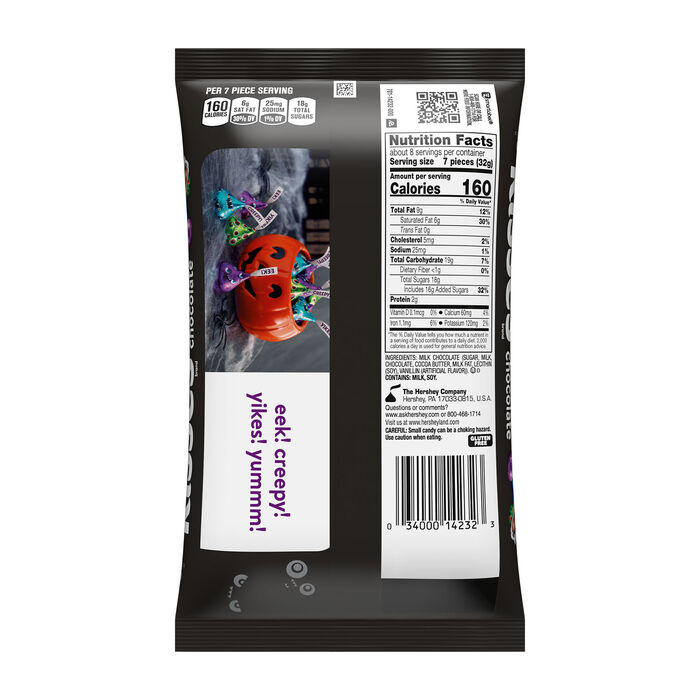 Image of HERSHEY'S KISSES Milk Chocolate Monster, Halloween Candy Bag, 9 oz Packaging