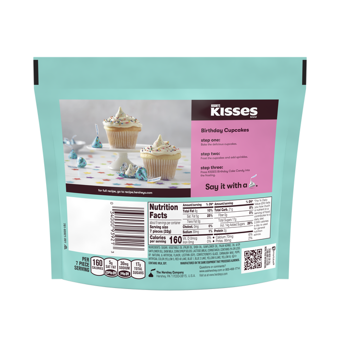 HERSHEY'S KISSES Birthday Cake Candy, 10 oz. pack