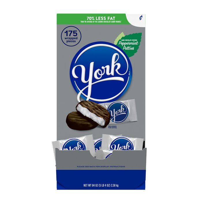 Image of YORK Dark Chocolate Peppermint Patties Candy Bulk Box, 84 oz Packaging
