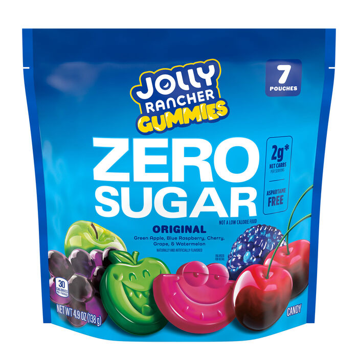 Image of JOLLY RANCHER Gummies Zero Sugar Assorted Fruit Flavored Candy Bag, 4.9 oz Packaging