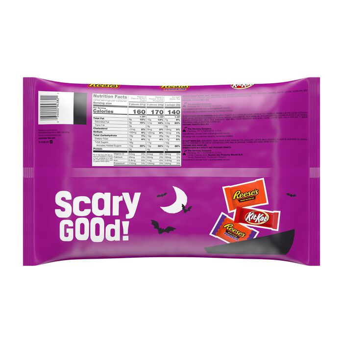 Image of Hershey Assorted Milk Chocolate and Peanut Butter Flavors Snack Size, Individually Wrapped Candy Variety Bag, 26.40 oz (50 Piece) Packaging