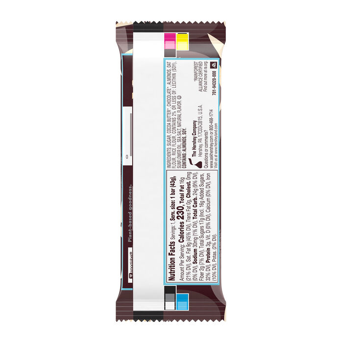 Image of HERSHEY'S Plant Based Oat Extra Creamy Milk Chocolate with Almond & Sea Salt Standard Bar 1.55 oz. Packaging