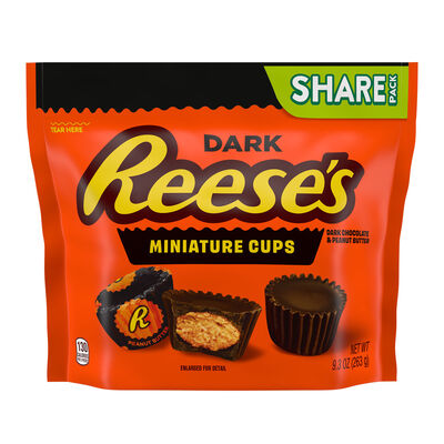 REESE'S Miniatures Dark Chocolate Peanut Butter Cups Candy Share Pack, 9.3 oz