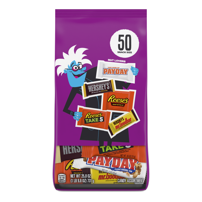Image of Hershey Assorted Flavored Snack Size, Individually Wrapped Candy Variety Bag, 25.8 oz (50 Pieces) Packaging