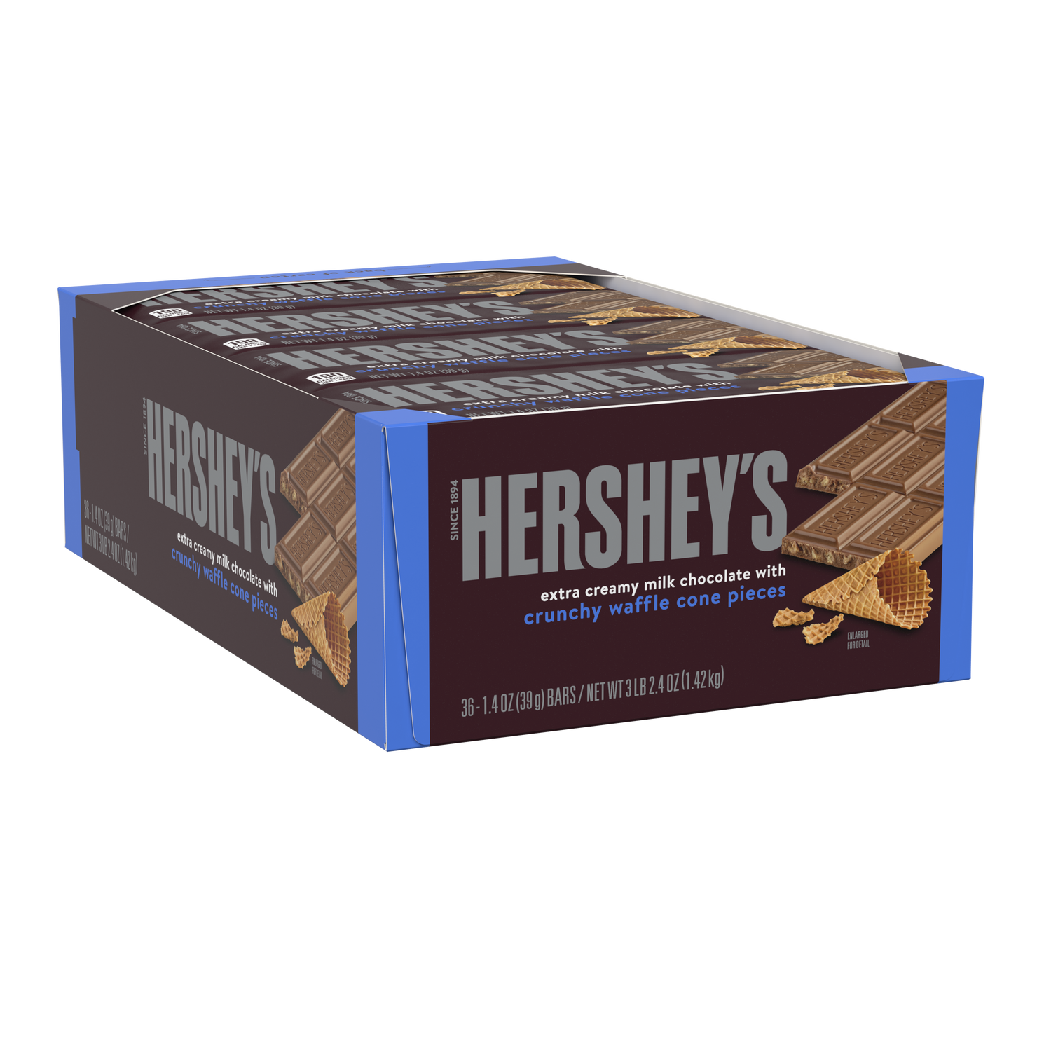 HERSHEY'S Milk Chocolate with Waffle Cone Pieces Candy Bars, 1.4
