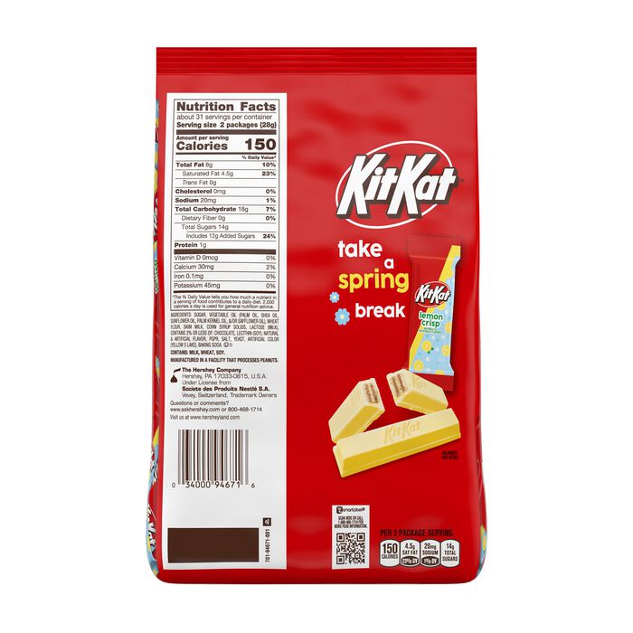 Image of KIT KAT&reg; Lemon Flavored Creme Wafer Snack Size, Party Size Candy Bag, 30.38 oz Packaging