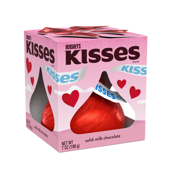 Image of HERSHEY'S KISSES Solid Milk Chocolate, Valentine's Day, Candy Gift Box, 7 oz Packaging