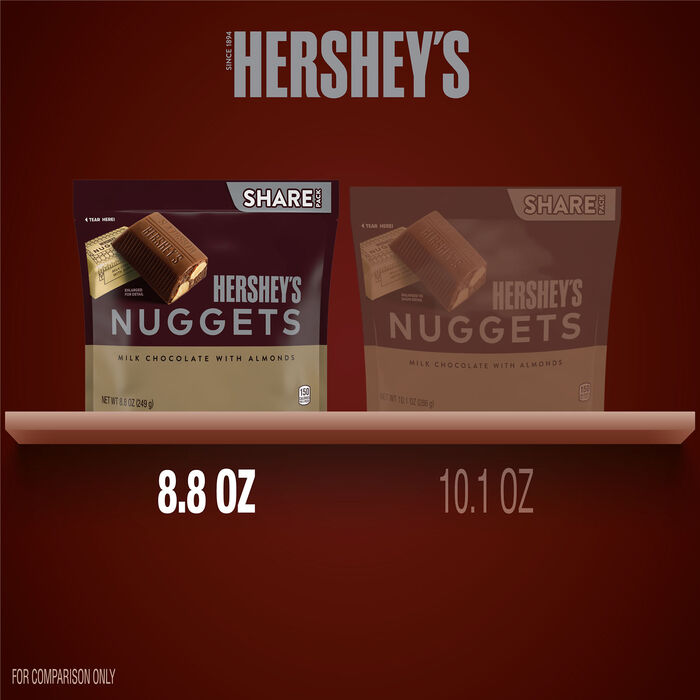 Image of HERSHEY'S NUGGETS Milk Chocolate with Almonds Candy Share Pack, 8.8 oz Packaging