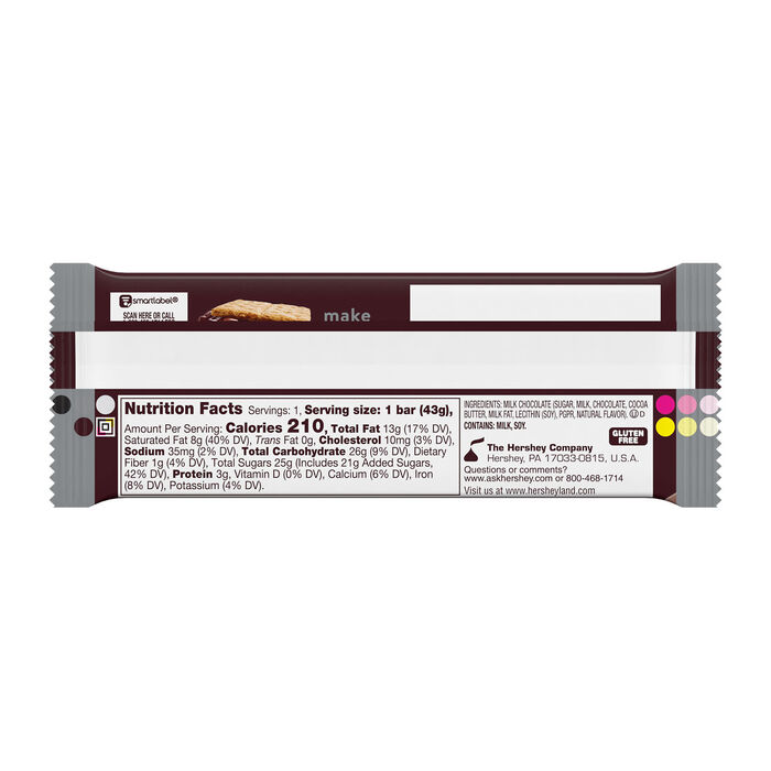 Image of HERSHEY'S Milk Chocolate Standard Size 1.55oz Candy Bar Packaging