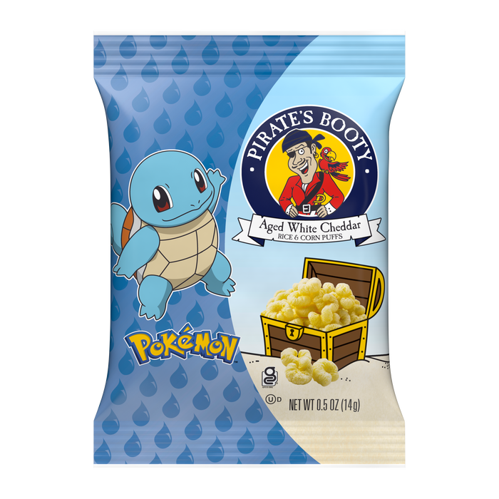 Image of PIRATE'S BOOTY Pokémon Aged White Cheddar Rice & Corn Puffs, 0.5 oz Bags (18 Count) Packaging