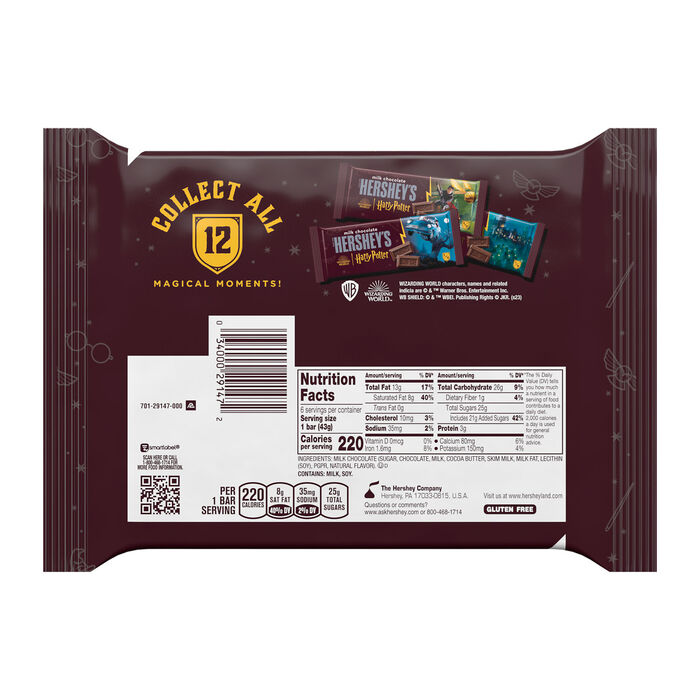 Image of HERSHEY'S Milk Chocolate Harry Potter™ Halloween Candy Bars, 1.55 oz (6 Count) Packaging