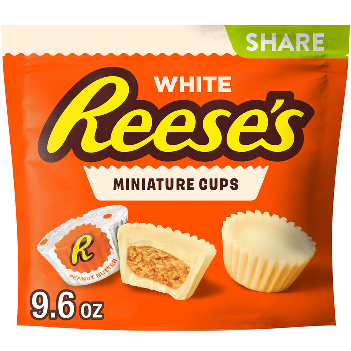 Image of REESE'S Miniatures White Creme Peanut Butter Cups Candy Share Pack, 9.6 oz Packaging