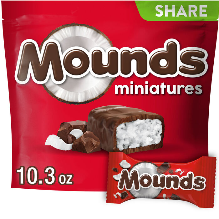 Image of MOUNDS Dark Chocolate Coconut Miniatures 10.30oz Candy Bag Packaging