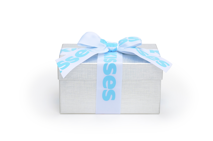 Image of KISSES Milk Chocolate Silver Gift Box 20 oz. Packaging