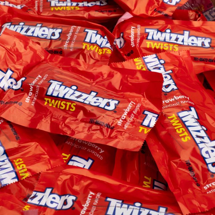 Image of TWIZZLERS Strawberry Twists Candy Snack Size 5lb Bulk Box Packaging