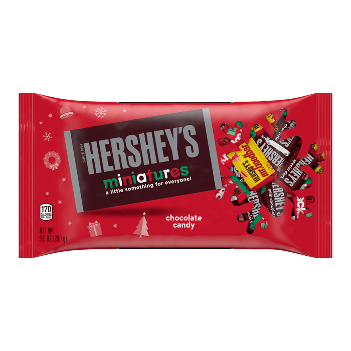 Image of Holiday HERSHEY'S Milk and Dark Chocolate Assorted Miniatures, 9.9 oz. Bag Packaging