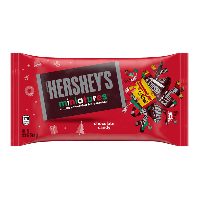 Image of WINTER HERSHEY'S Milk and Dark Chocolate Assorted Miniatures, 9.9 oz. Bag Packaging