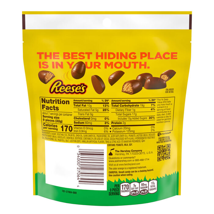 Image of REESE'S Unwrapped Chocolate Peanut Butter Creme Mini Eggs, Easter Candy Bag, 7.6 oz Packaging