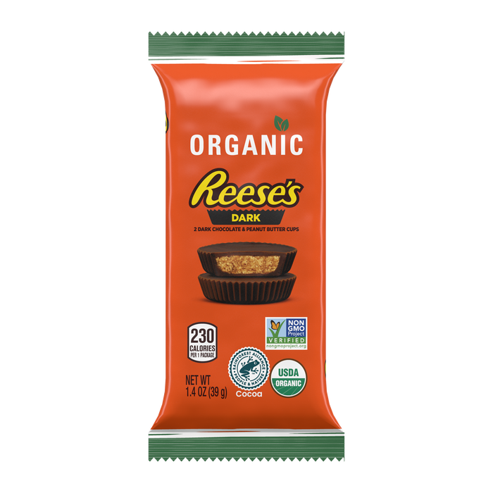 Image of REESE'S Organic Dark Chocolate Peanut Butter Cups, 1.4 oz Packaging