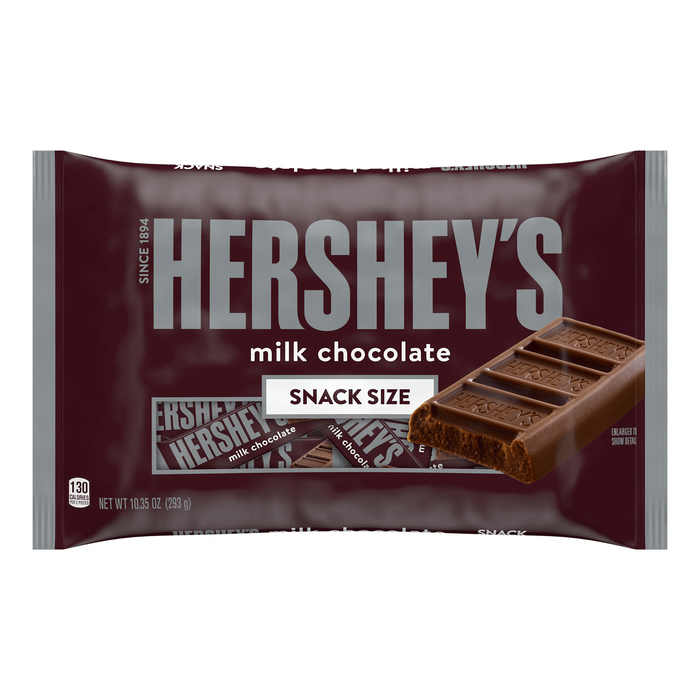Image of HERSHEY'S Milk Chocolate Snack Size Candy Bars 10 oz Bag Packaging