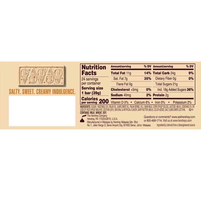 Image of HERSHEY'S Salted Caramel Ice Cream Flavored Standard Size Candy Bar, 1.38oz (24 Count) Packaging