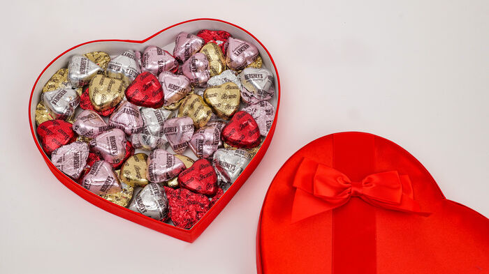 Image of Classic Red Heart Valentine’s Day Hershey Candy Assortment Gift Box Packaging