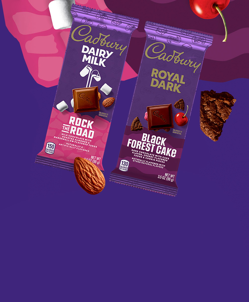 CADBURY ROCK THE ROAD and BLACK FOREST CAKE Bars in wrappers