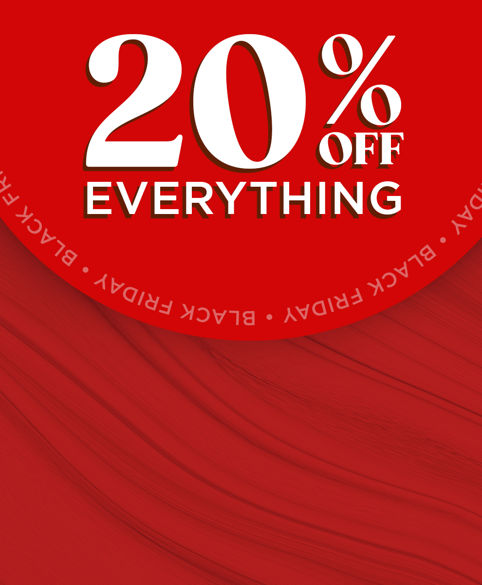 Promotional graphic featuring Black Friday 20 percent off sitewide limited time offer