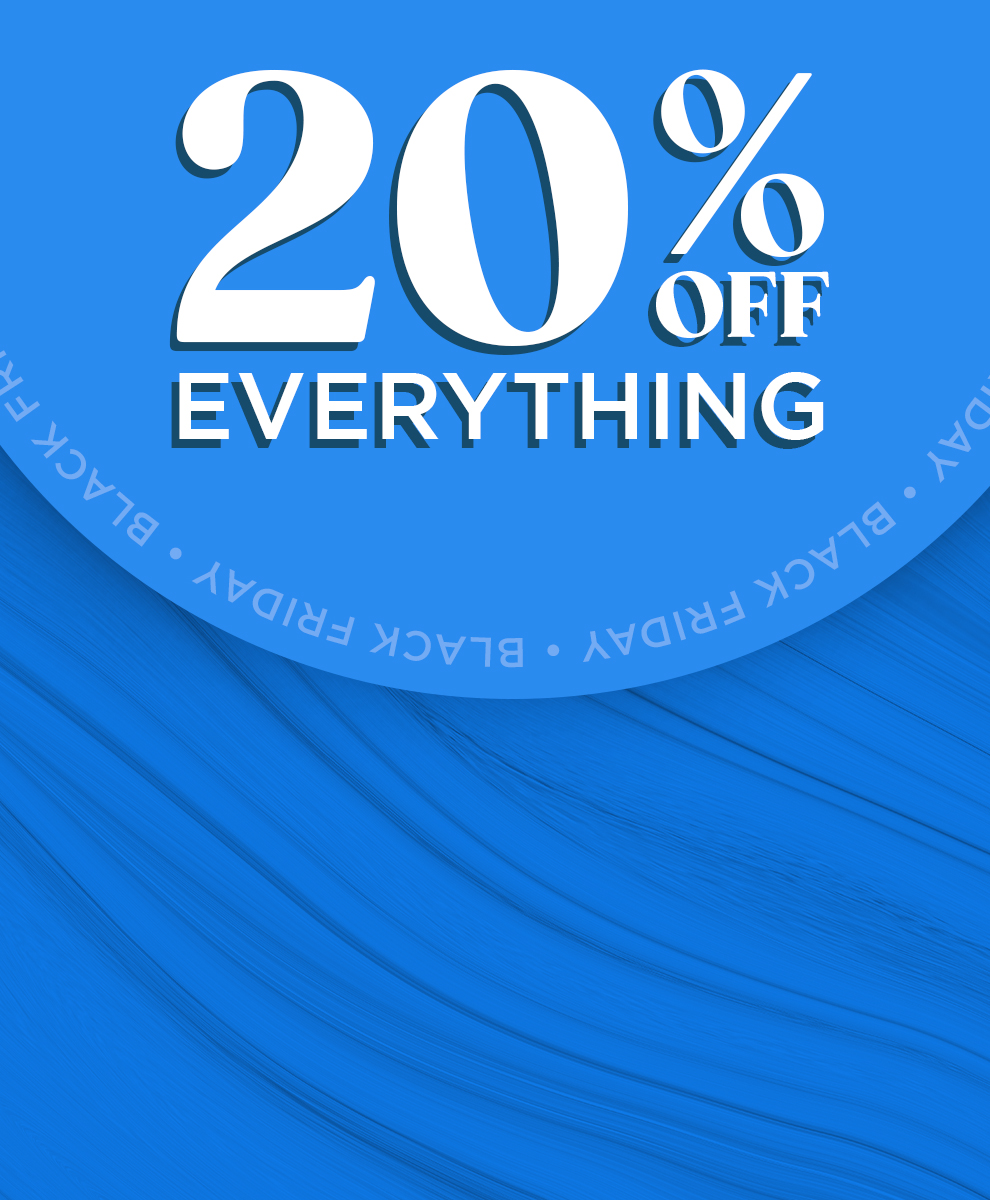 Promotional graphic featuring Black Friday 20 percent off sitewide limited time offer