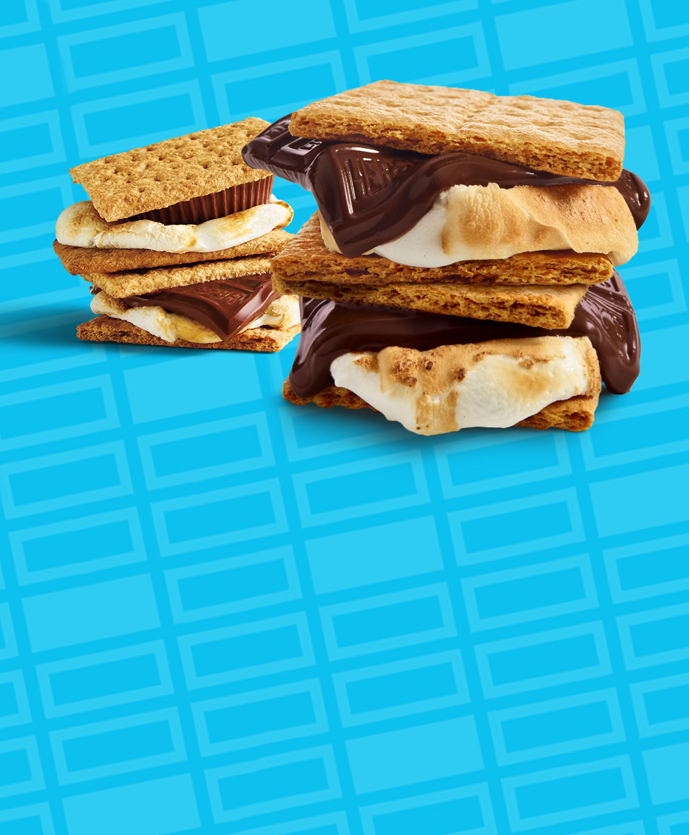 S'more made with HERSHEY'S Chocolate Bar and marshmallow