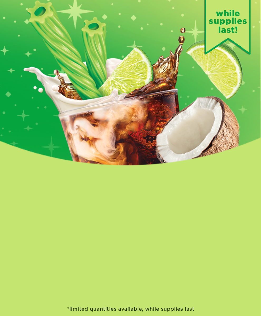 Promotional graphic featuring limited edition TWIZZLER'S Straws in a soda