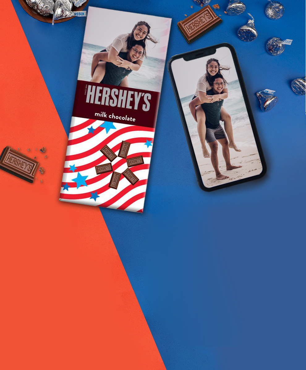 HERSHEY'S chocolate bars personalized with summer-themed packaging