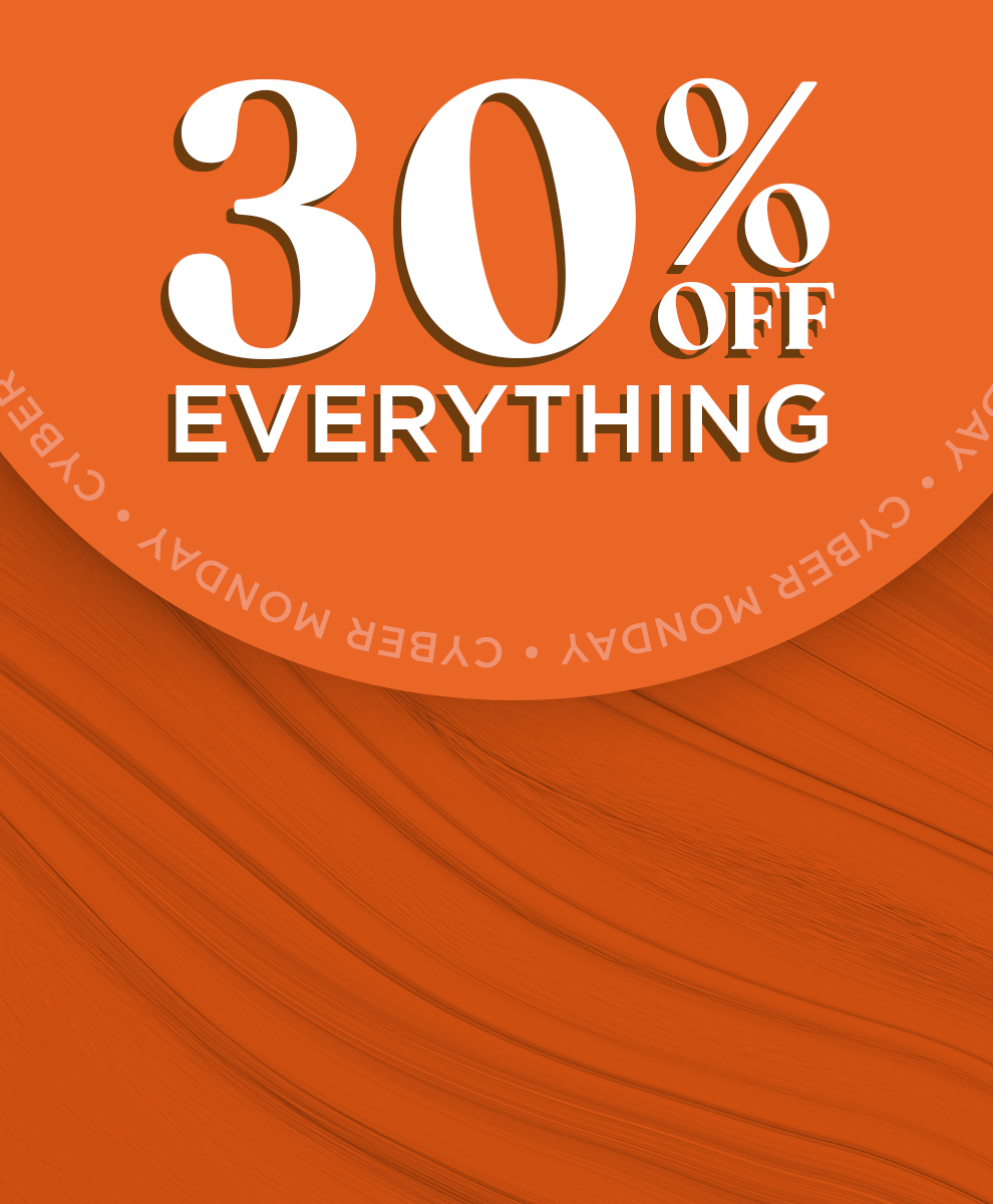 Promotional graphic featuring Cyber Monday 30 percent off sitewide limited time offer