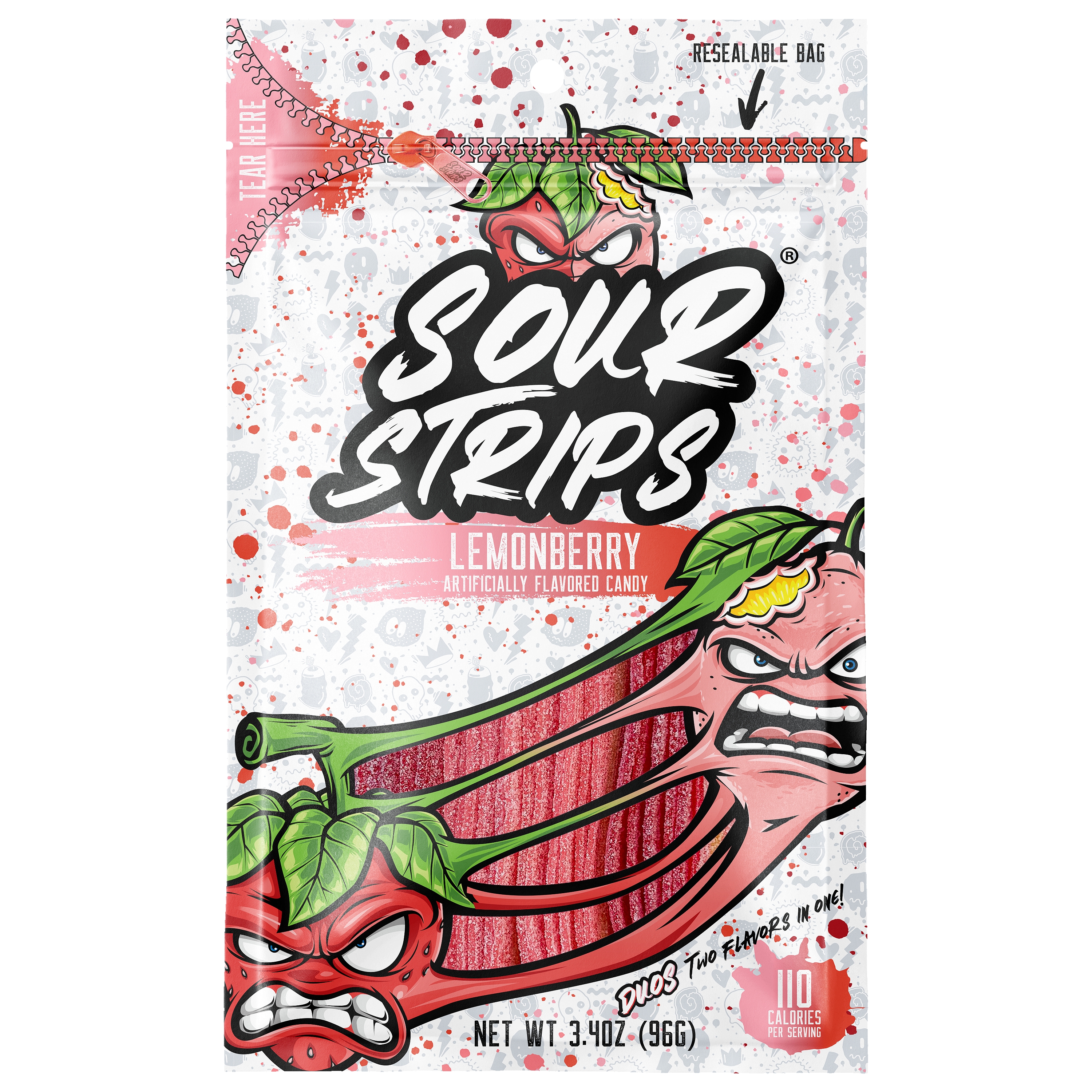 Sour Strips Lemonberry Candy Peg Bag, 3.4oz