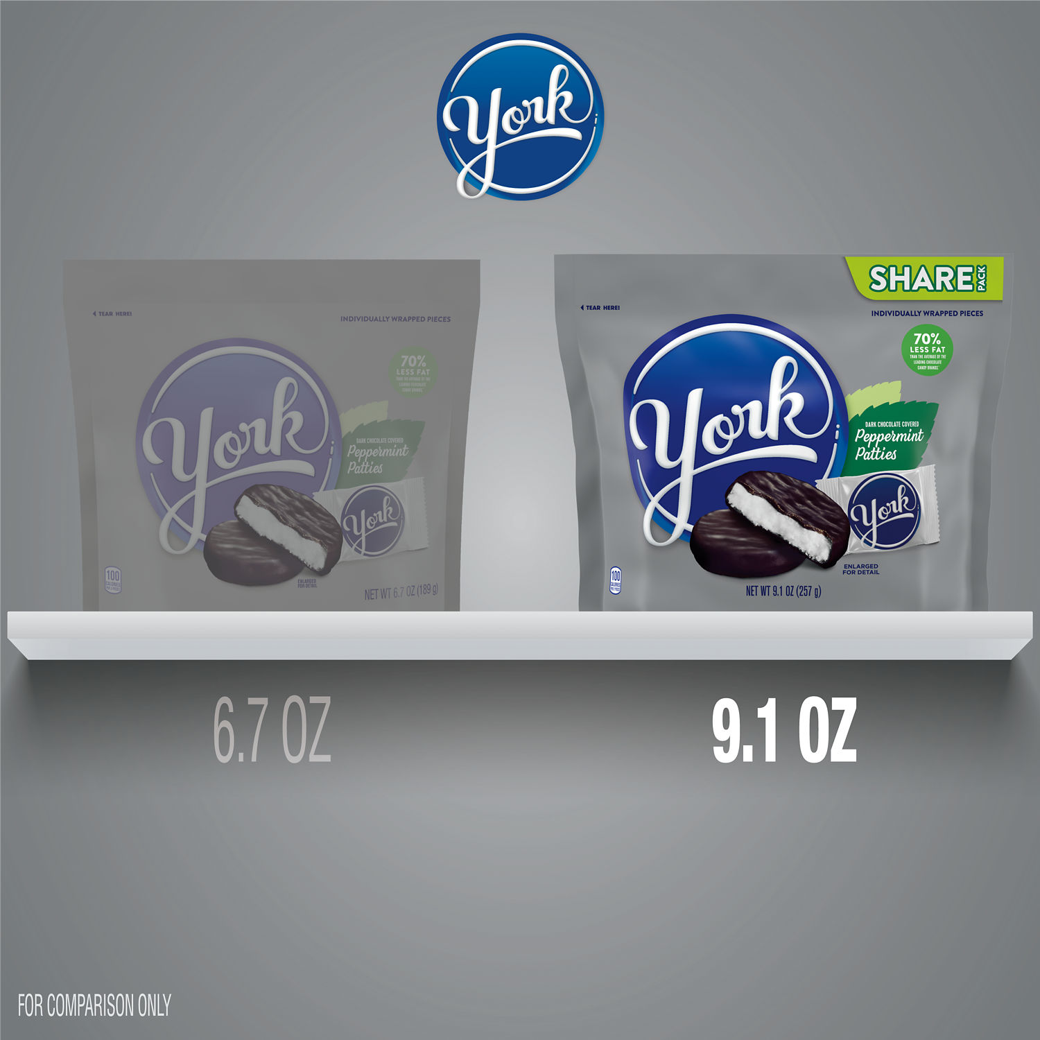 YORK Dark Chocolate Peppermint Patties Candy Share Pack, 9.1 oz