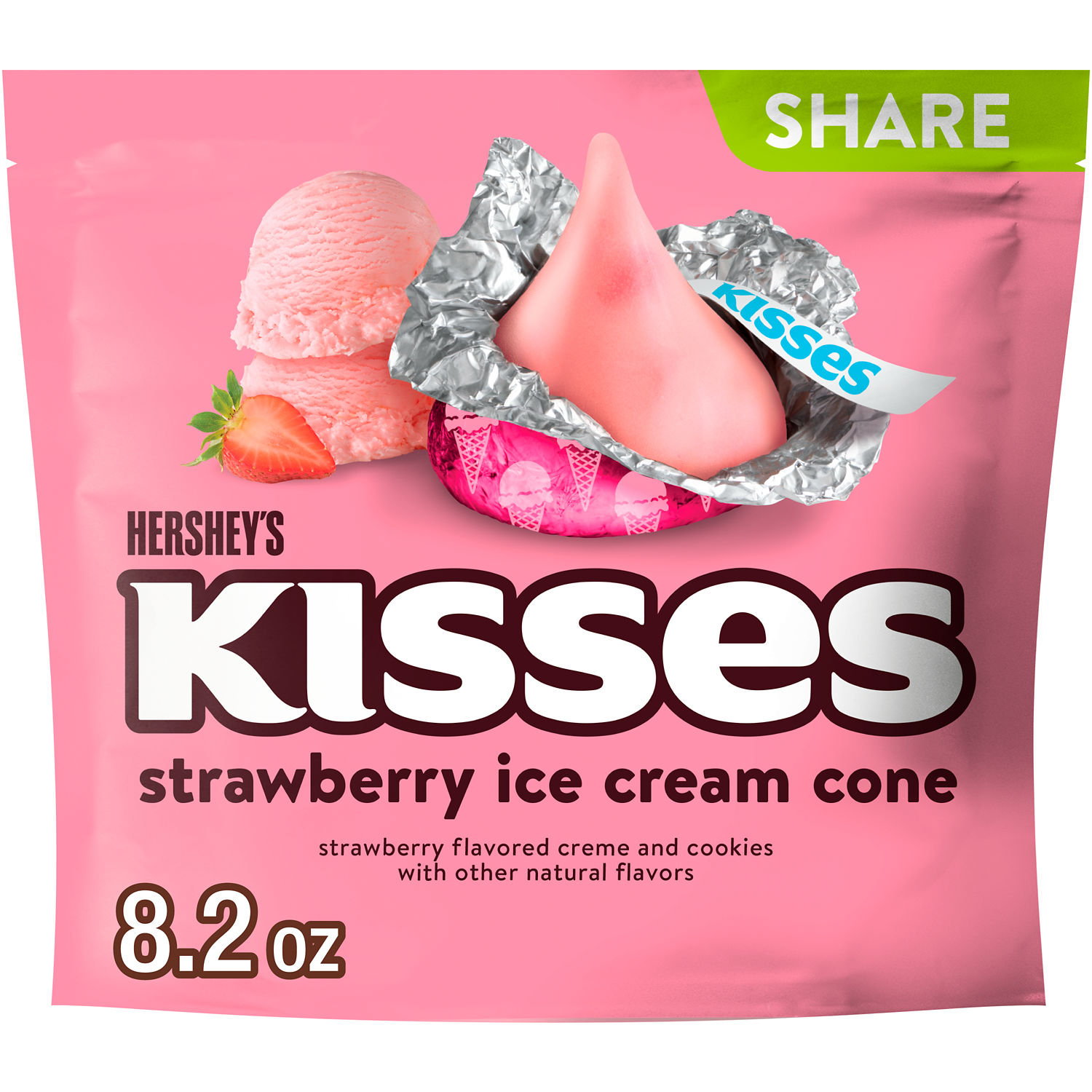 HERSHEY'S KISSES Strawberry Ice Cream Cone Flavored Candy Share