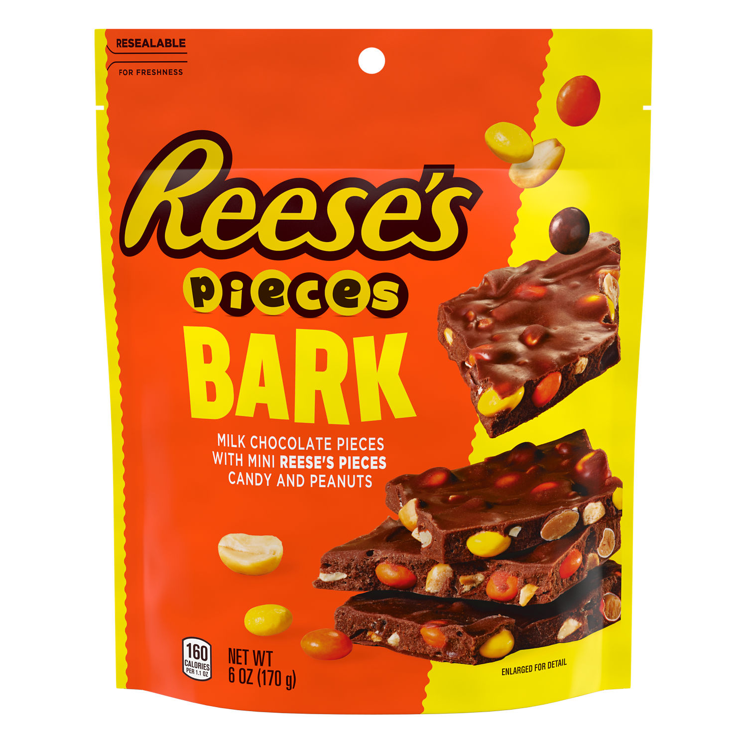 REESE'S PIECES Milk Chocolate Candy Bark with Peanuts Bag, 6 oz