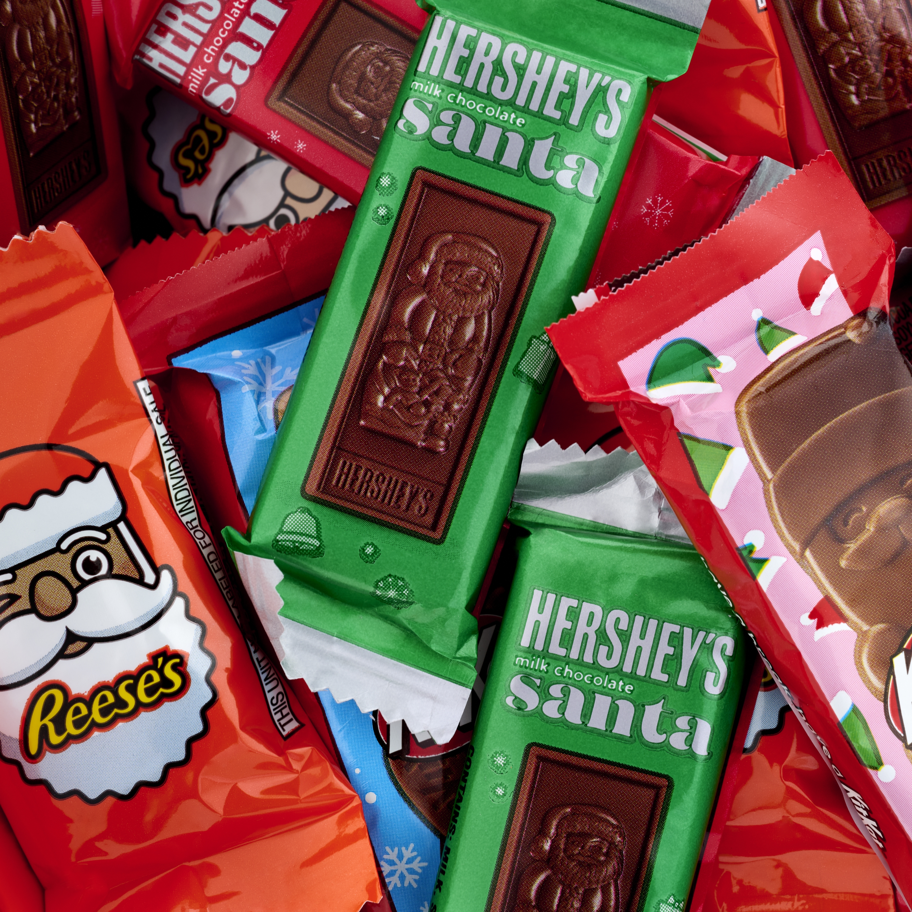 HERSHEY'S Assorted Snack Size Santas Filled Santa Shaped Holiday