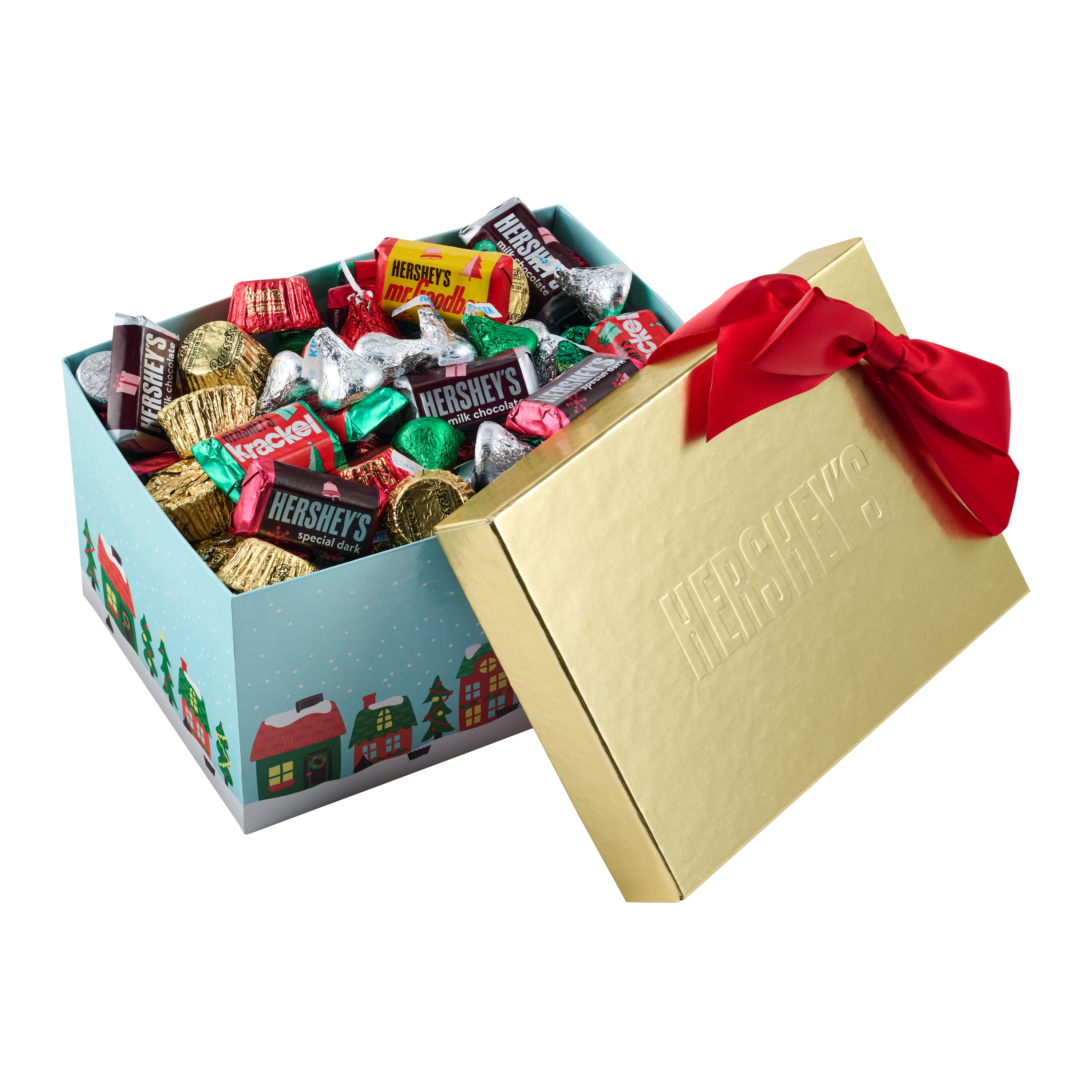HERSHEY'S Assorted Miniatures Winter Village Holiday Gift Box, 2 lbs