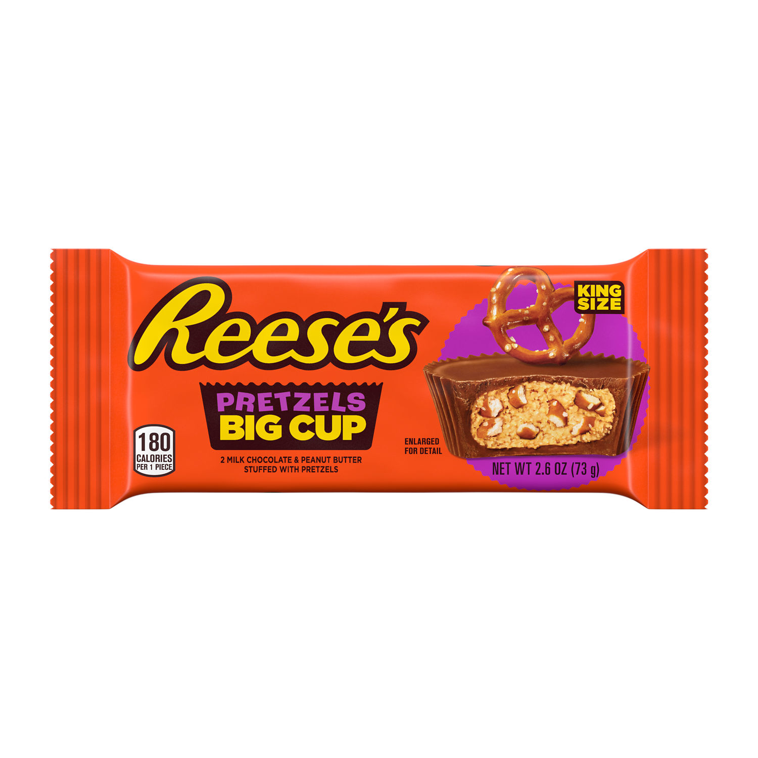 Reeses Big Cup Milk Chocolate Peanut Butter Cups With Pretzels King Size Candy Bar 26oz Candy Bar 
